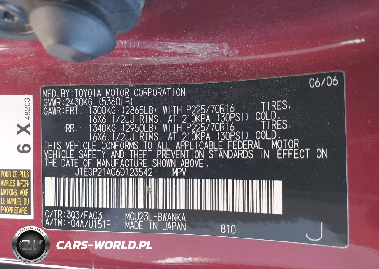 2006 Toyota Highlander V6 VIN:JTEGP21A060123542 - 9