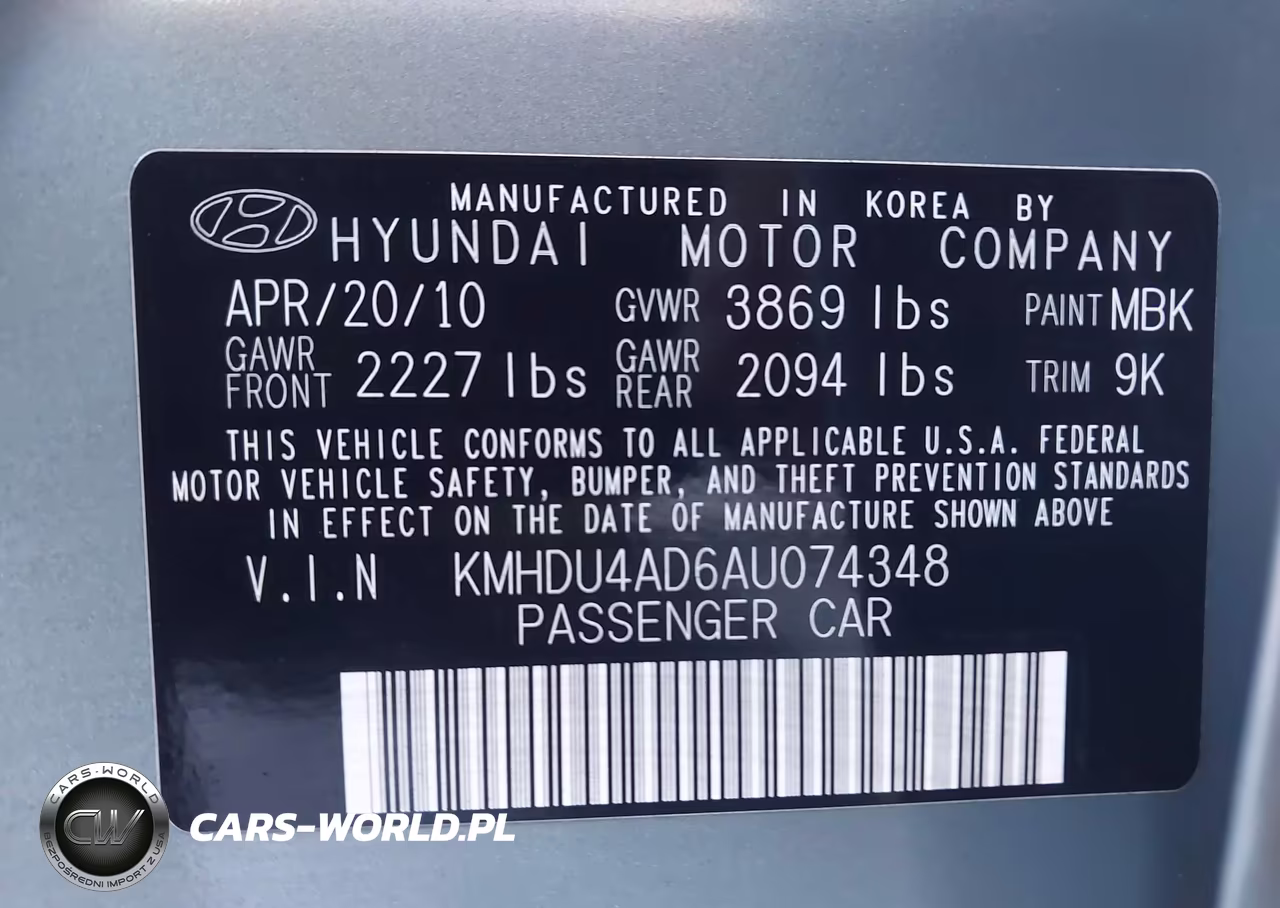 2010 Hyundai Elantra Gls VIN:KMHDU4AD6AU074348 - 9