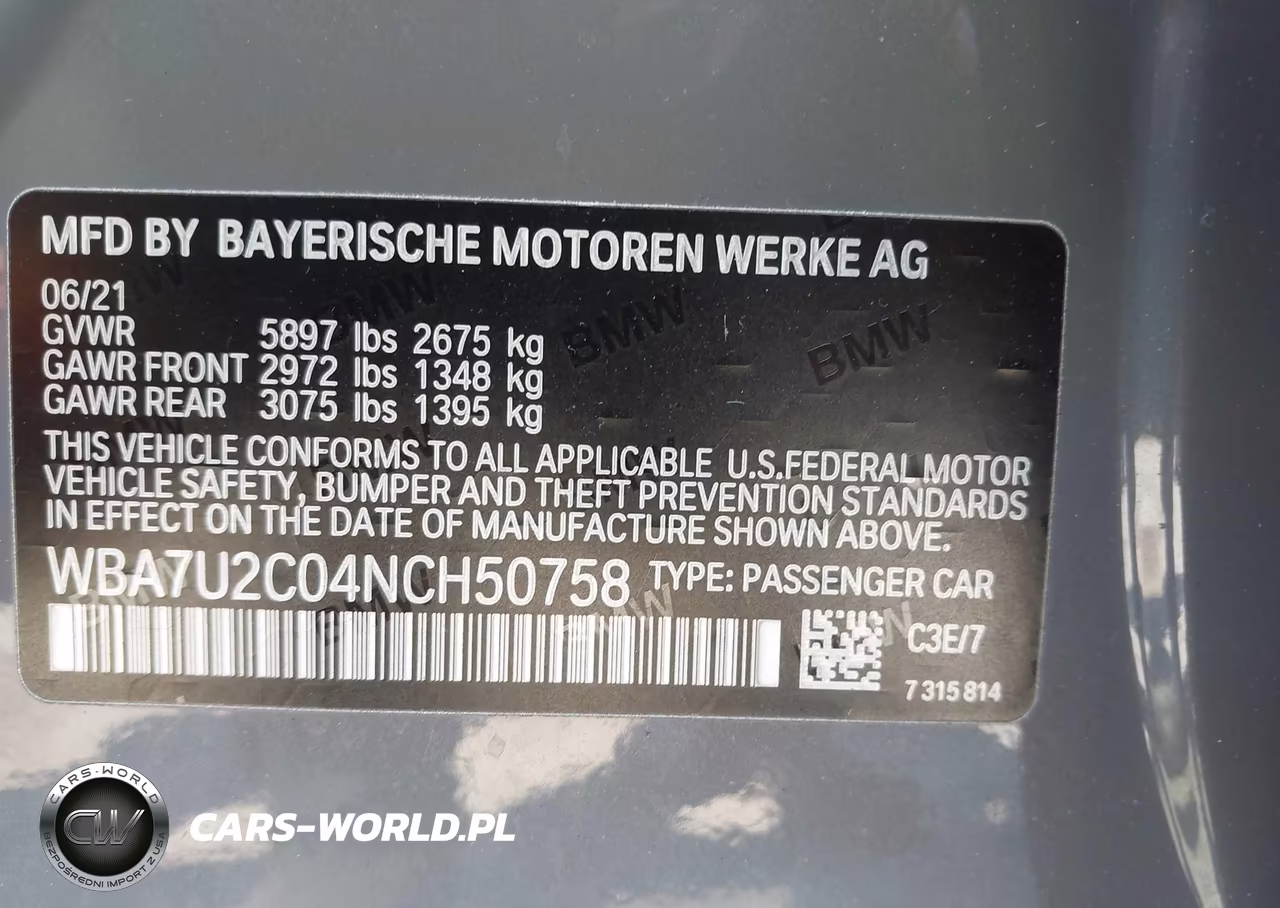 2022 BMW 750 I xDrive VIN:WBA7U2C04NCH50758 - 9