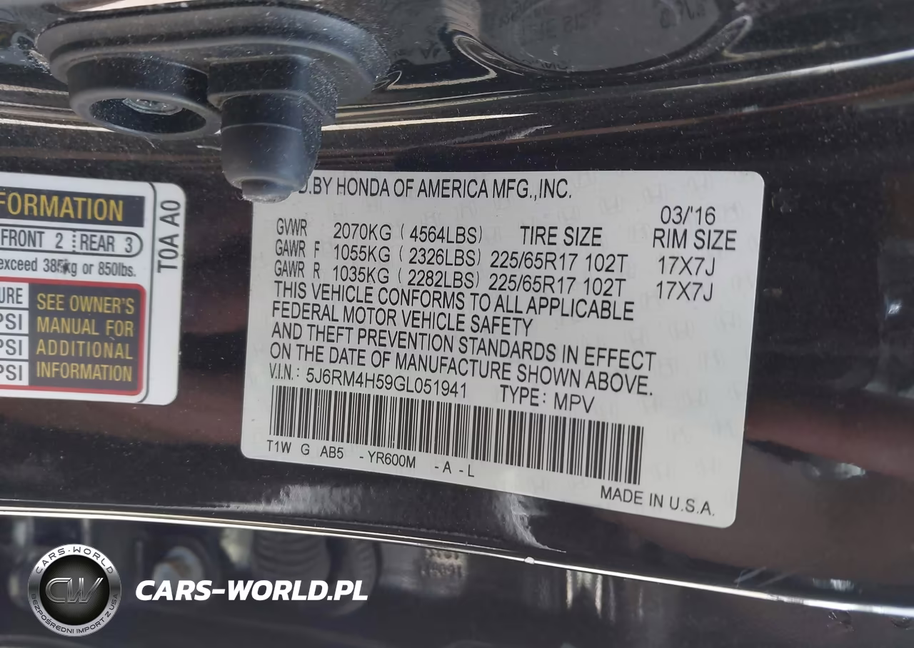 2016 Honda Cr-V Ex VIN:5J6RM4H59GL051941 - 9