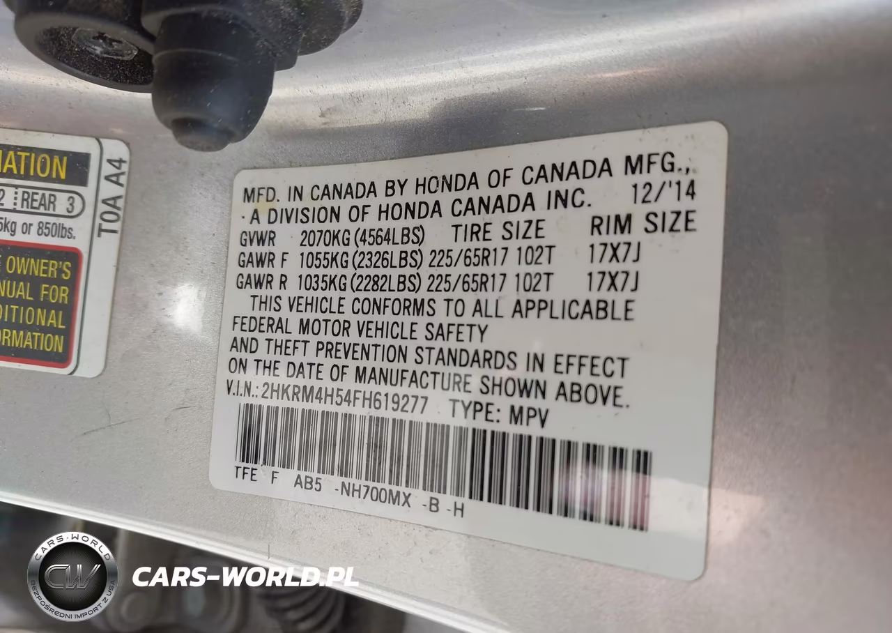 2015 Honda Cr-V Ex VIN:2HKRM4H54FH619277 - 9