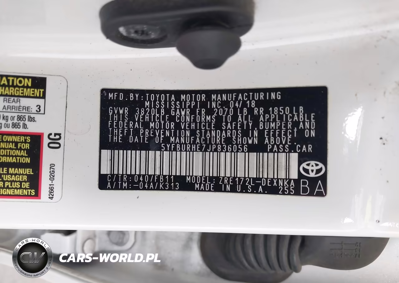 2018 Toyota Corolla Le VIN:5YFBURHE7JP836056 - 9