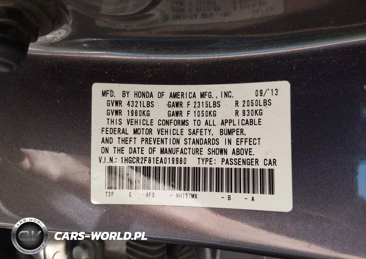 2014 Honda Accord Ex-L VIN:1HGCR2F81EA019980 - 9
