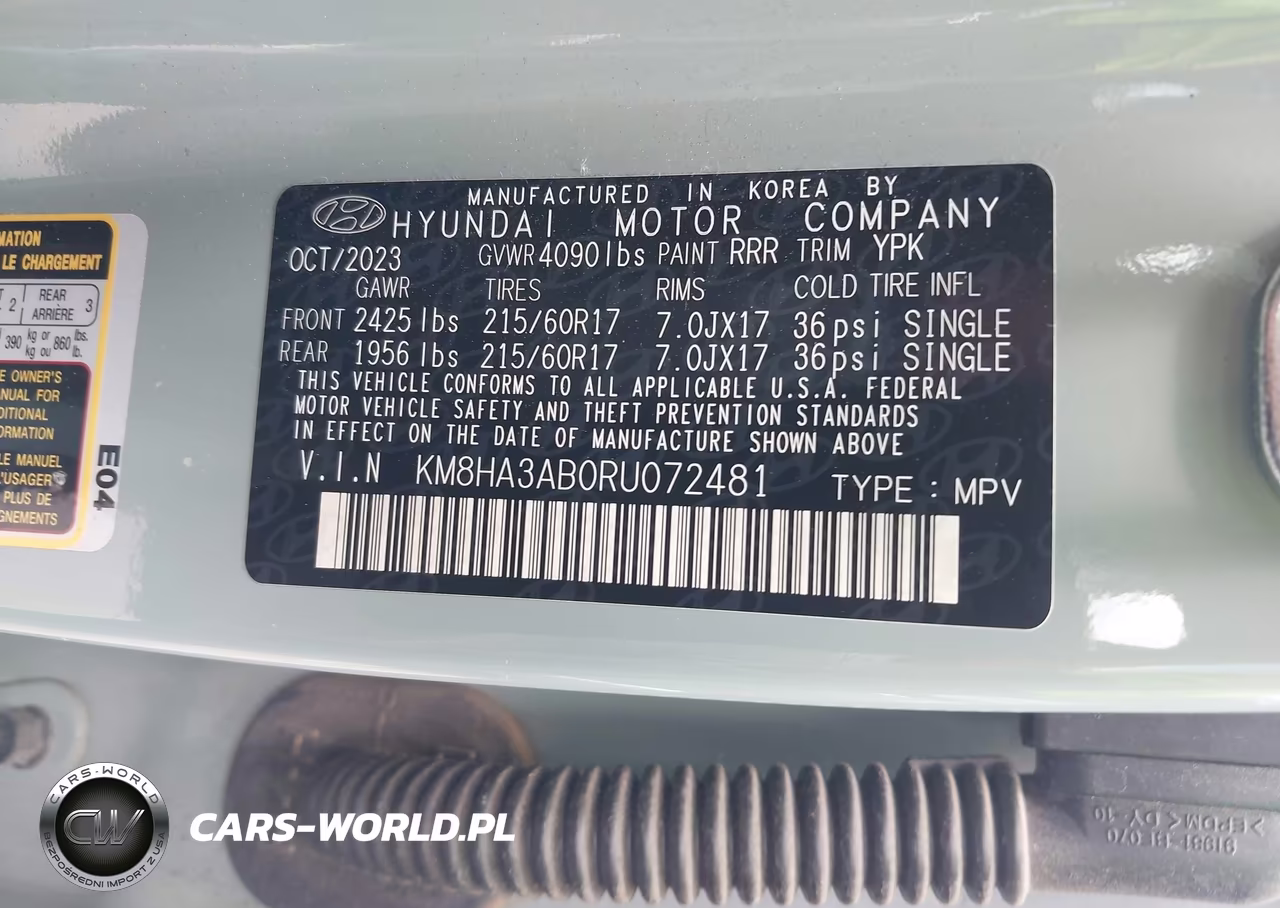 2024 Hyundai Kona Se VIN:KM8HA3AB0RU072481 - 9