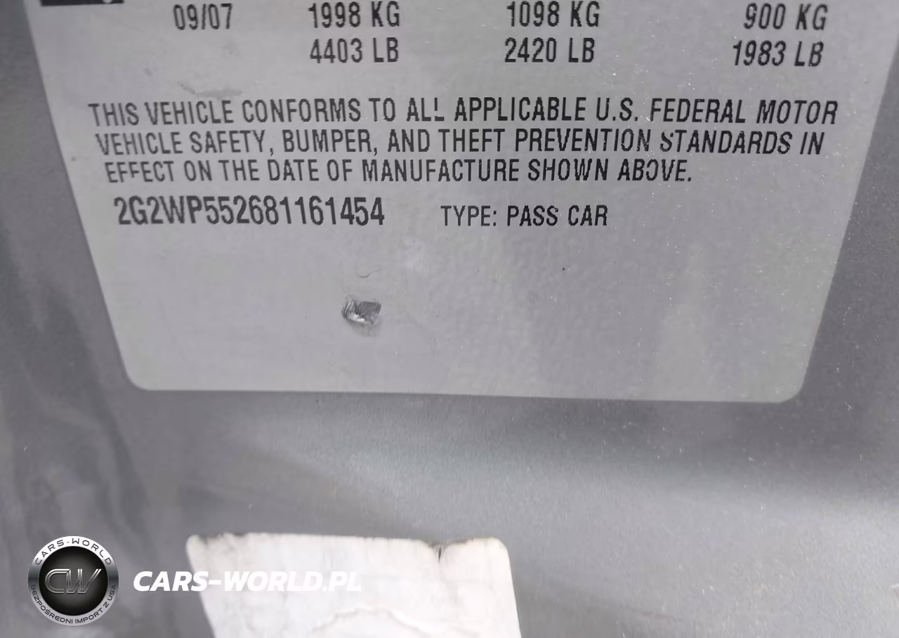 2008 Pontiac Grand Prix VIN:2G2WP552681161454 - 9