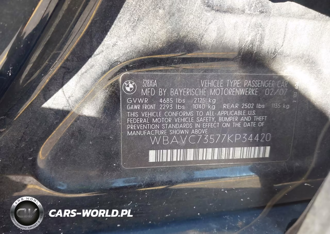 2007 BMW 328Xi VIN:WBAVC73577KP34420 - 9