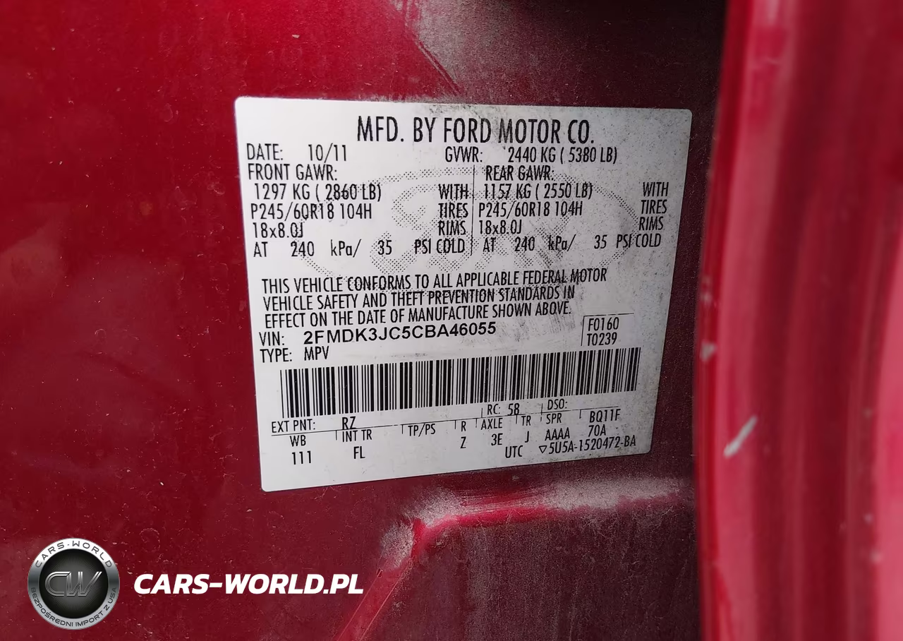 2012 Ford Edge Sel VIN:2FMDK3JC5CBA46055 - 9