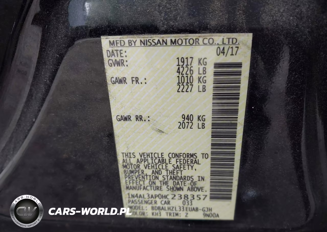 2017 Nissan Altima 2.5 Sr VIN:1N4AL3AP0HC238357 - 9