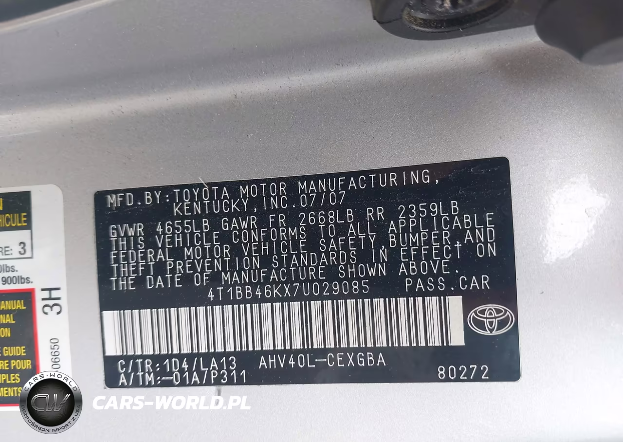 2007 Toyota Camry Hybrid VIN:4T1BB46KX7U029085 - 9