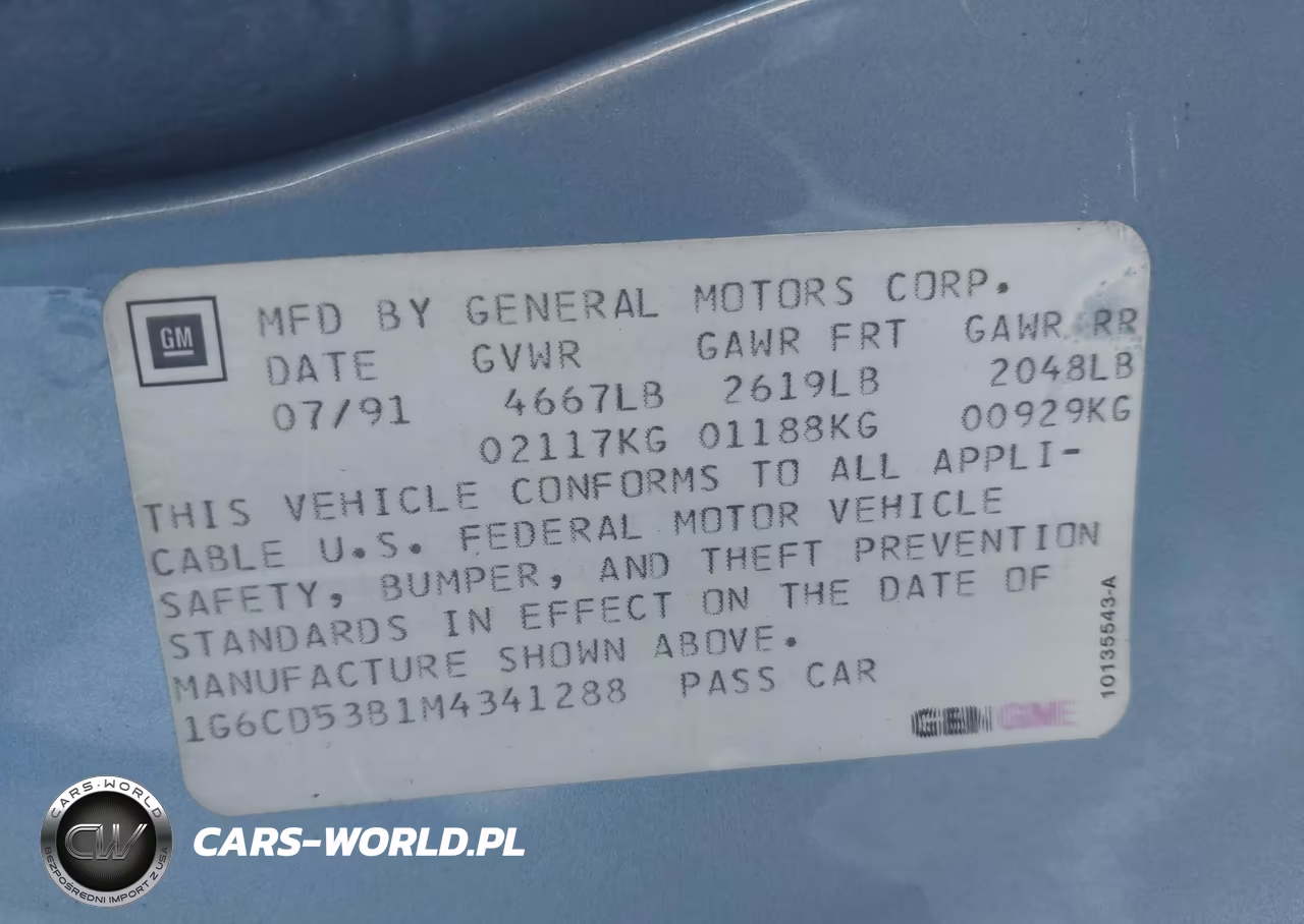 1991 Cadillac Deville VIN:1G6CD53B1M4341288 - 9