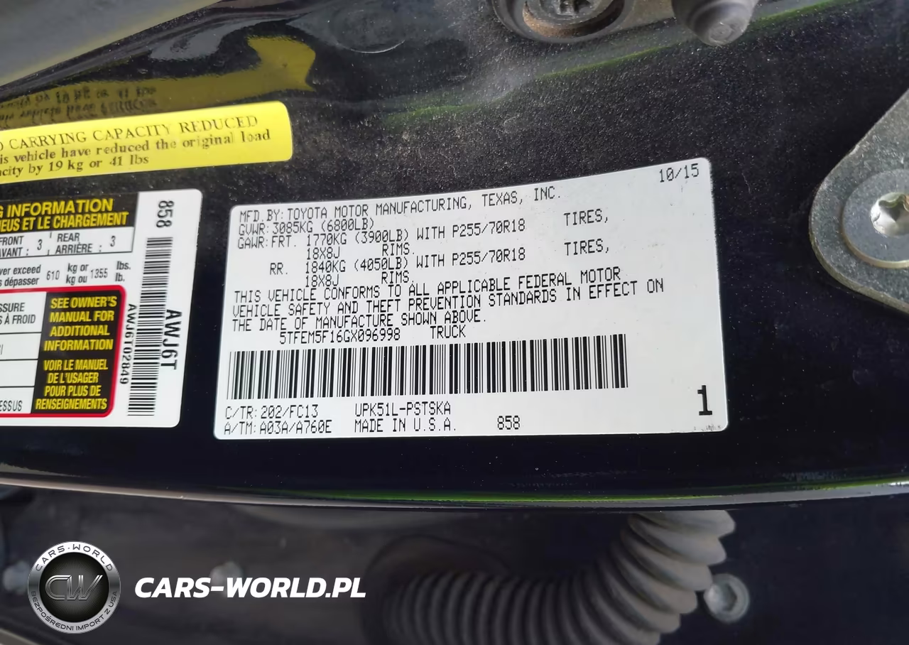2016 Toyota Tundra Sr5 4.6L V8 VIN:5TFEM5F16GX096998 - 9