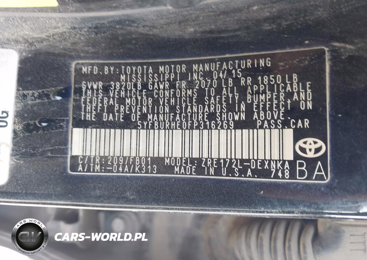 2015 Toyota Corolla Le VIN:5YFBURHE0FP316269 - 9
