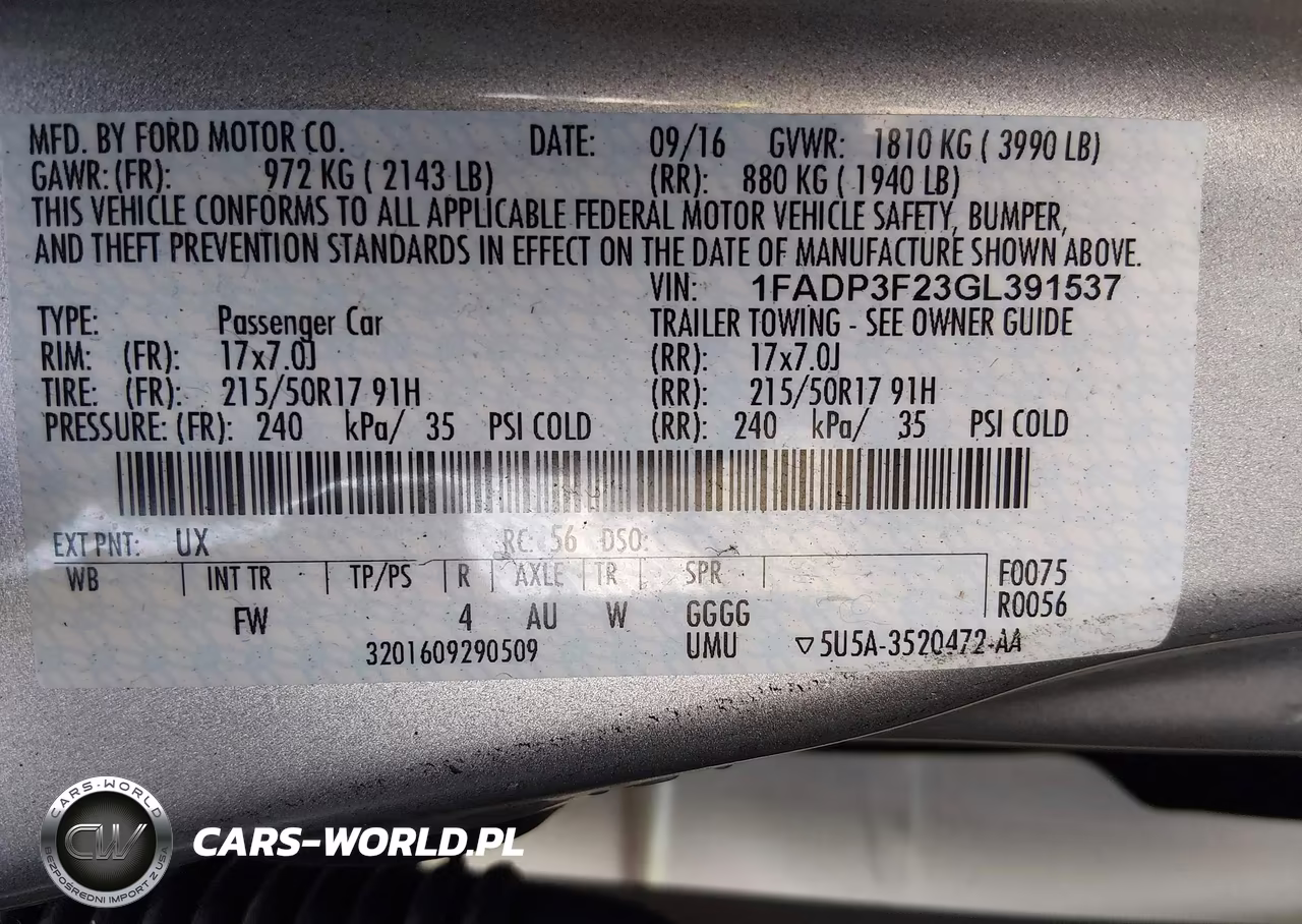 2016 Ford Focus Se VIN:1FADP3F23GL391537 - 9