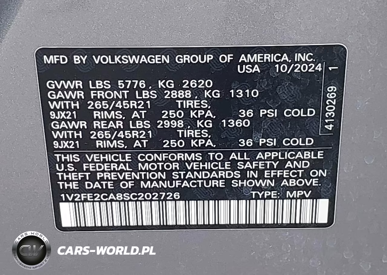 2025 Volkswagen Atlas Cross Sport 2.0T Sel Premium R-Line VIN:1V2FE2CA8SC202726 - 9