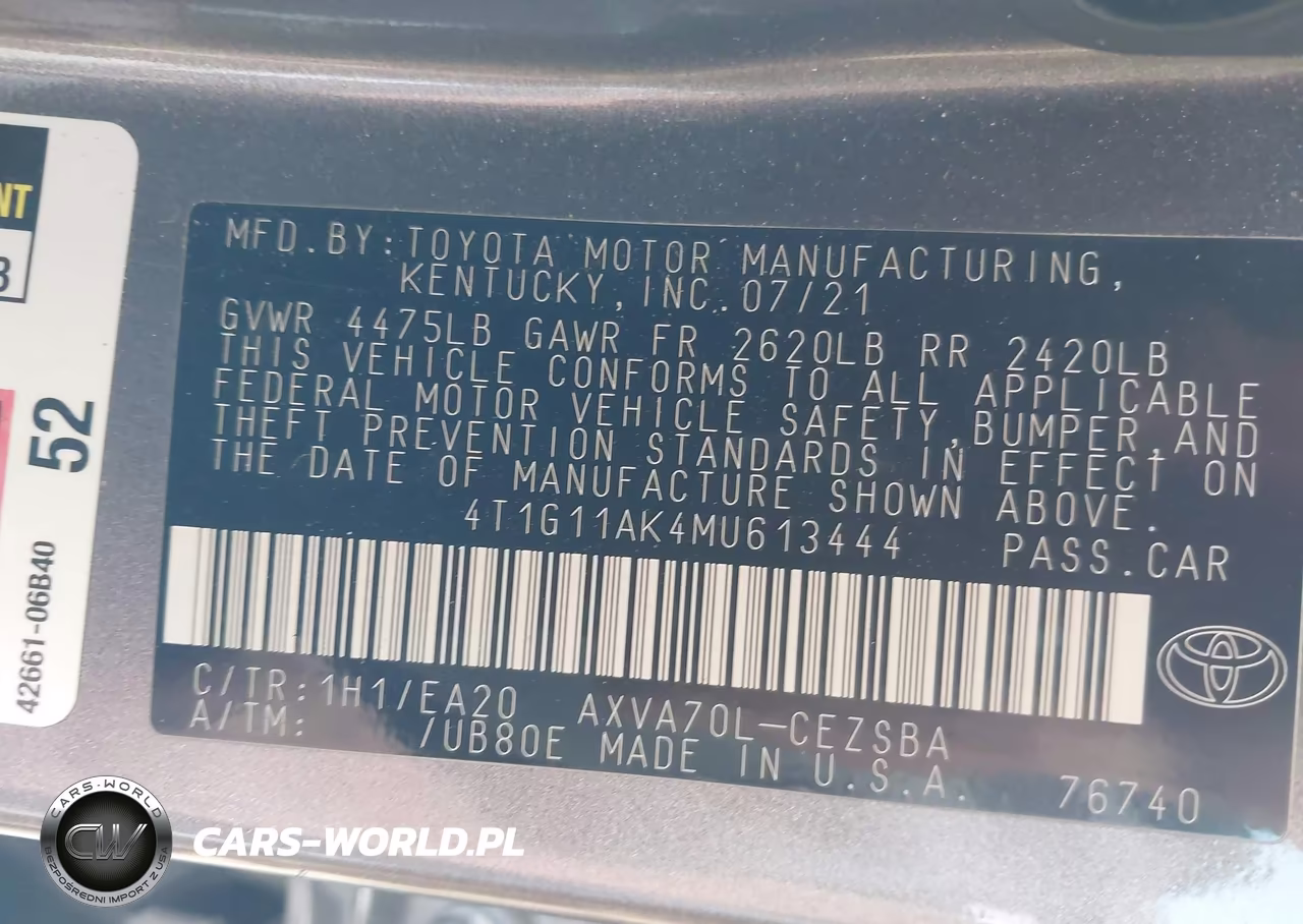 2021 Toyota Camry Se VIN:4T1G11AK4MU613444 - 9