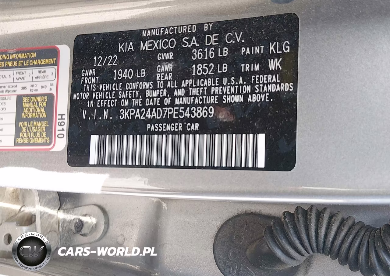 2023 Kia Rio S VIN:3KPA24AD7PE543869 - 9