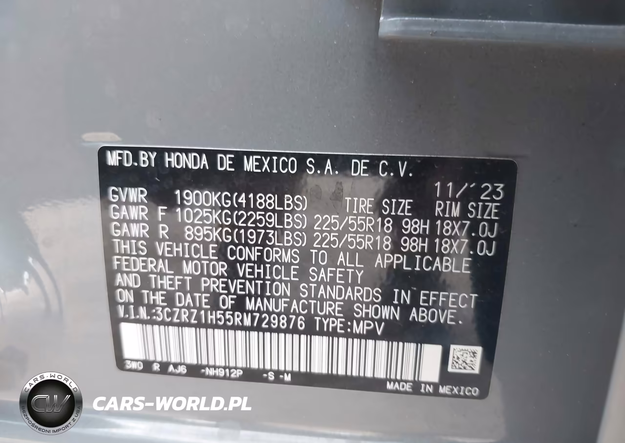 2024 Honda Hr-V 2Wd Sport-2Wd Sport W-O Bsi VIN:3CZRZ1H55RM729876 - 9