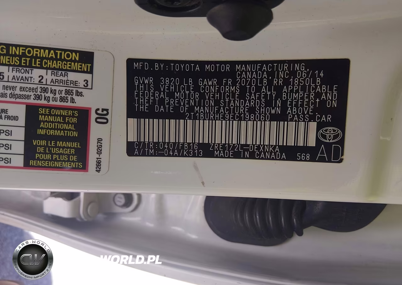 2014 Toyota Corolla Le VIN:2T1BURHE9EC198060 - 9