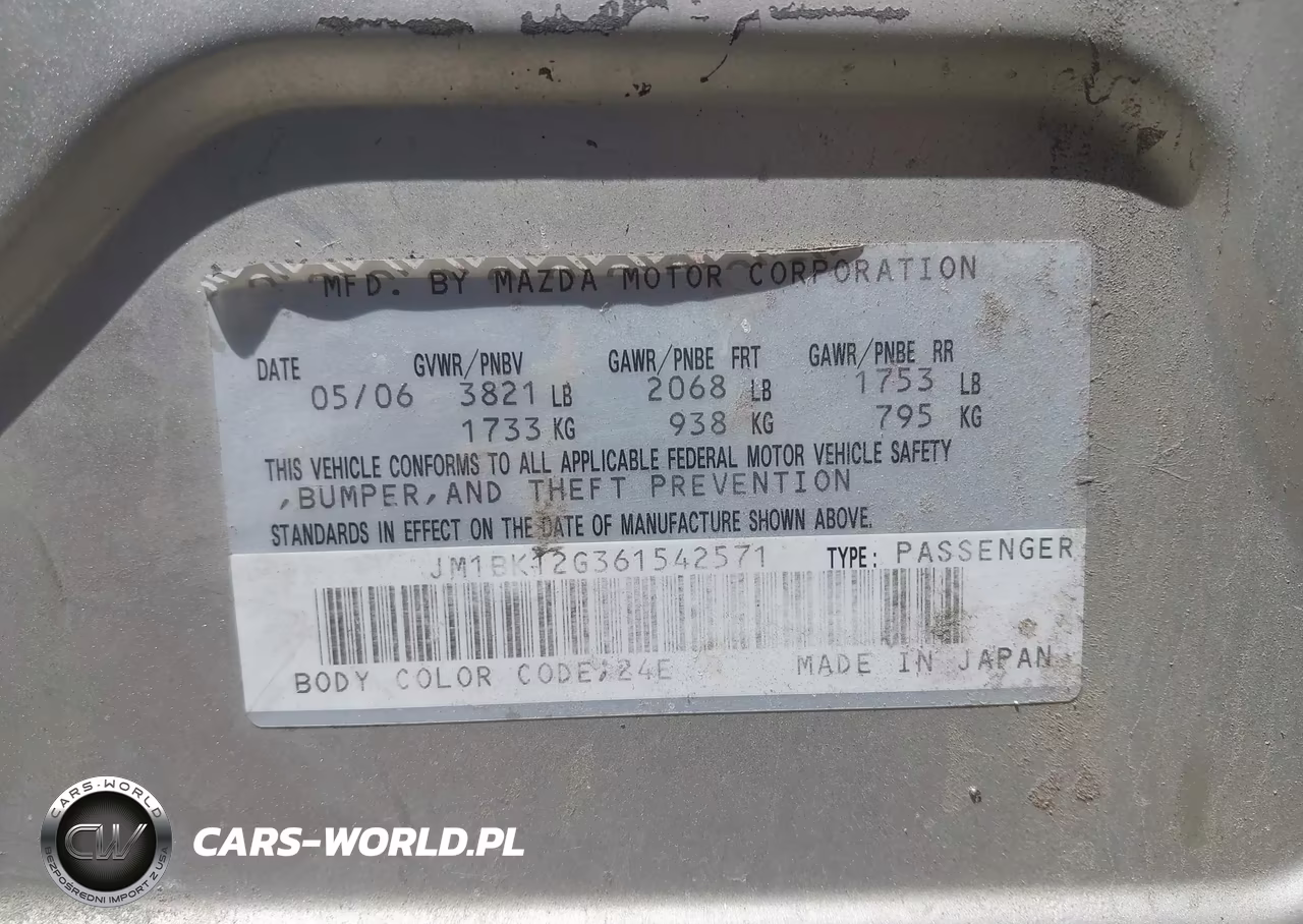 2006 Mazda Mazda3 I VIN:JM1BK12G361542571 - 9