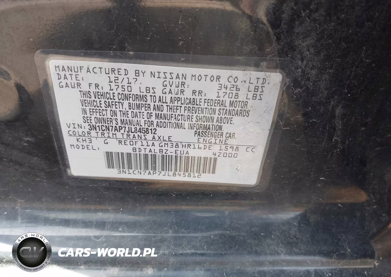 2018 Nissan Versa 1.6 Sv VIN:3N1CN7AP7JL845812 - 9