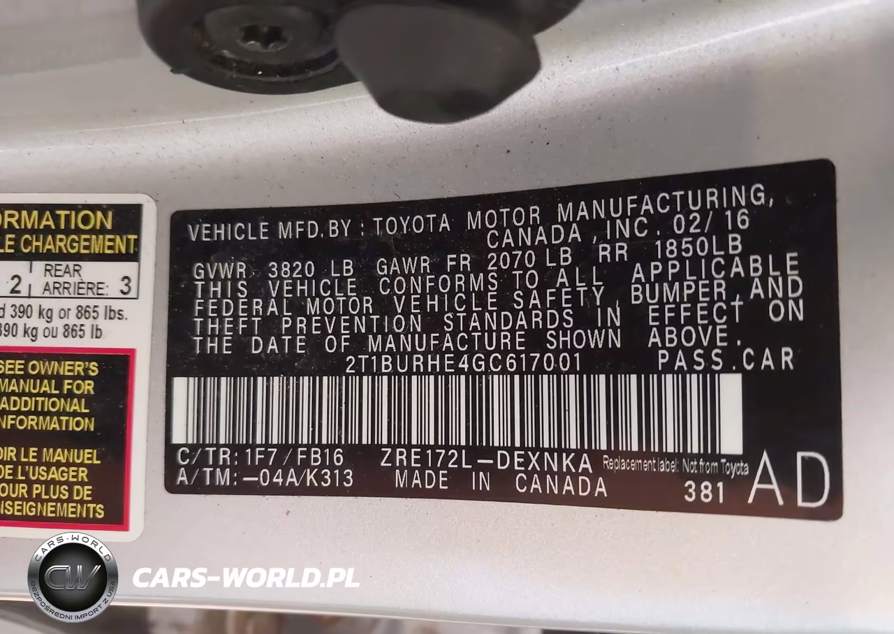 2016 Toyota Corolla Le VIN:2T1BURHE4GC617001 - 9