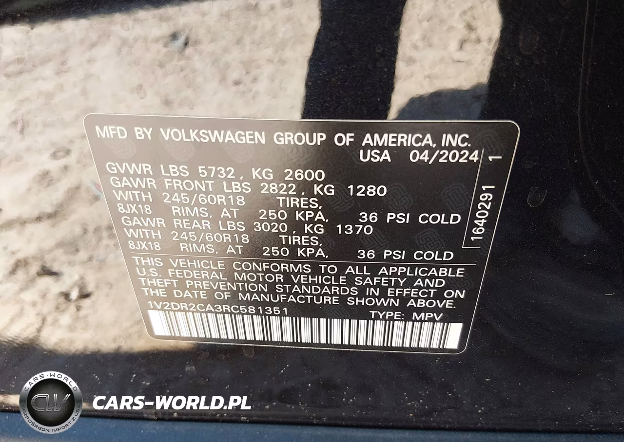 2024 Volkswagen Atlas 2.0T Se VIN:1V2DR2CA3RC581351 - 9