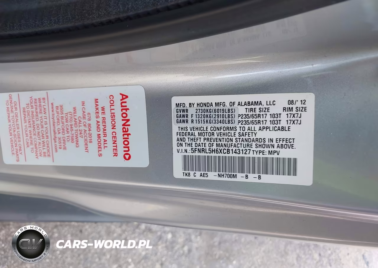 2012 Honda Odyssey Ex-L VIN:5FNRL5H6XCB143127 - 9