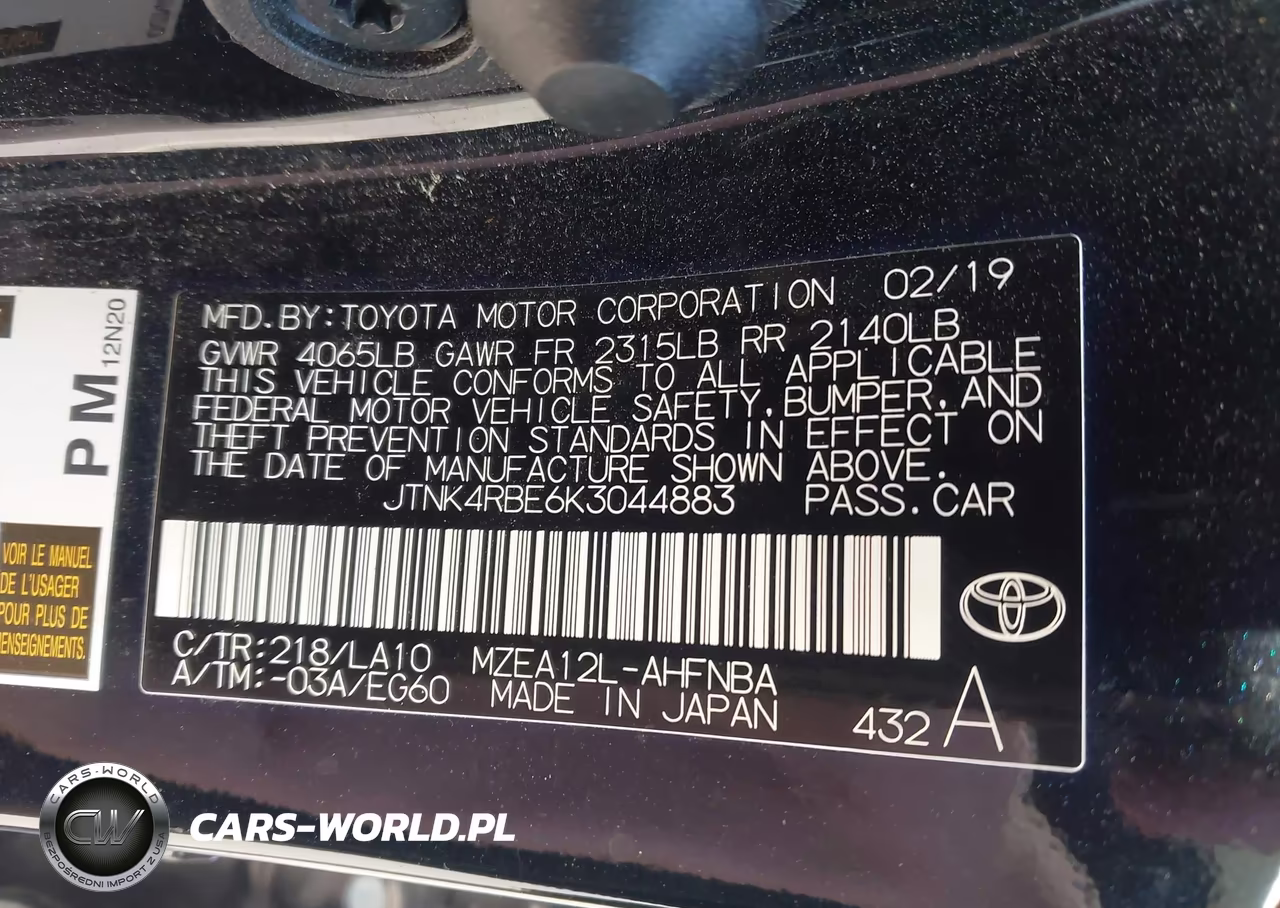 2019 Toyota Corolla Xse VIN:JTNK4RBE6K3044883 - 9