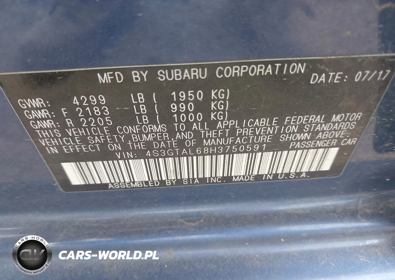 2017 Subaru Impreza 2.0I Sport VIN:4S3GTAL68H3750591 - 9