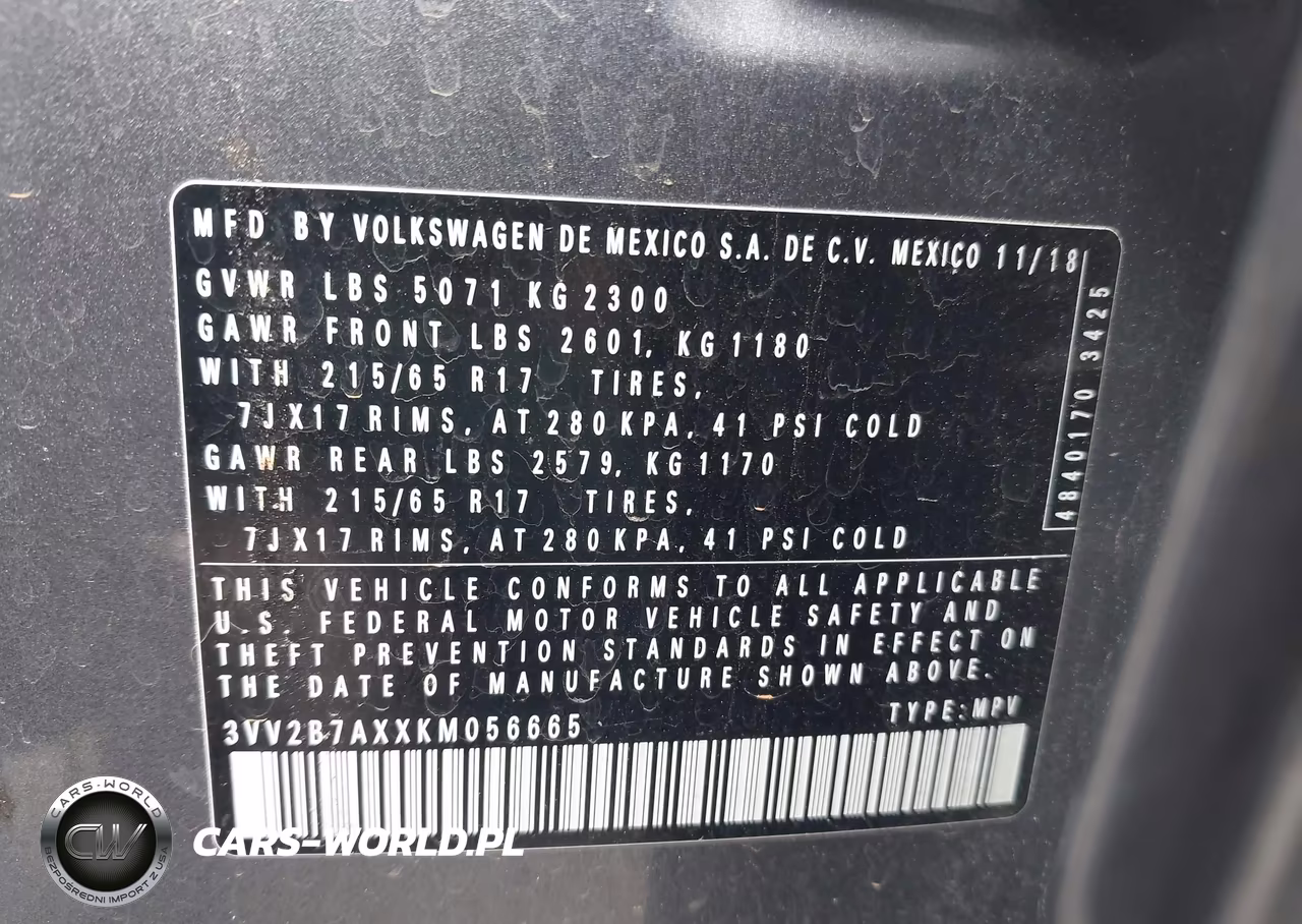 2019 Volkswagen Tiguan 2.0T Se-2.0T Sel-2.0T Sel R-Line-2.0T Sel R-Line Black VIN:3VV2B7AXXKM056665 - 9