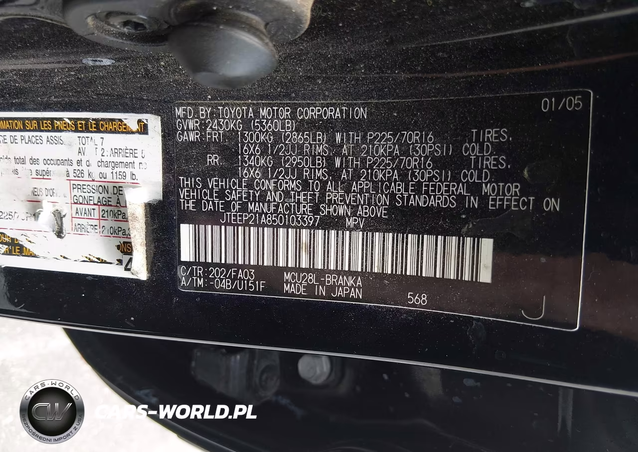 2005 Toyota Highlander V6 VIN:JTEEP21A850103397 - 9
