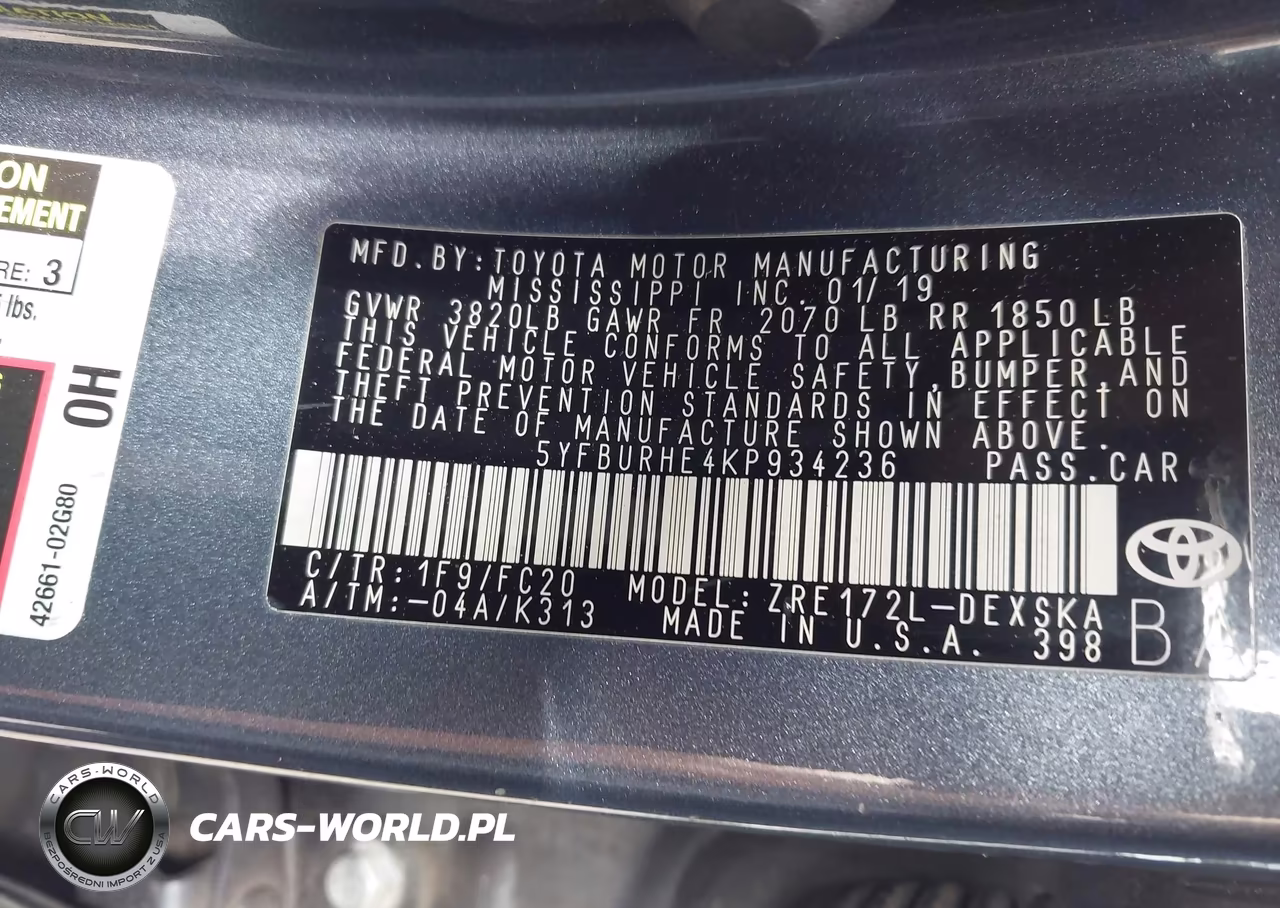 2019 Toyota Corolla Se VIN:5YFBURHE4KP934236 - 9