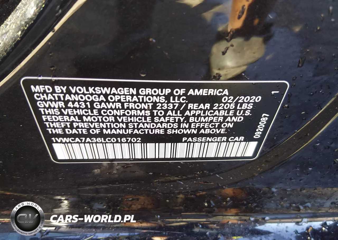 2020 Volkswagen Passat 2.0T Sel VIN:1VWCA7A36LC016702 - 9