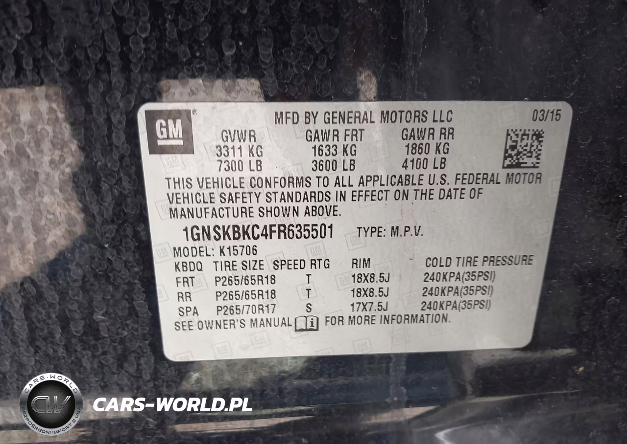 2015 Chevrolet Tahoe Lt VIN:1GNSKBKC4FR635501 - 9