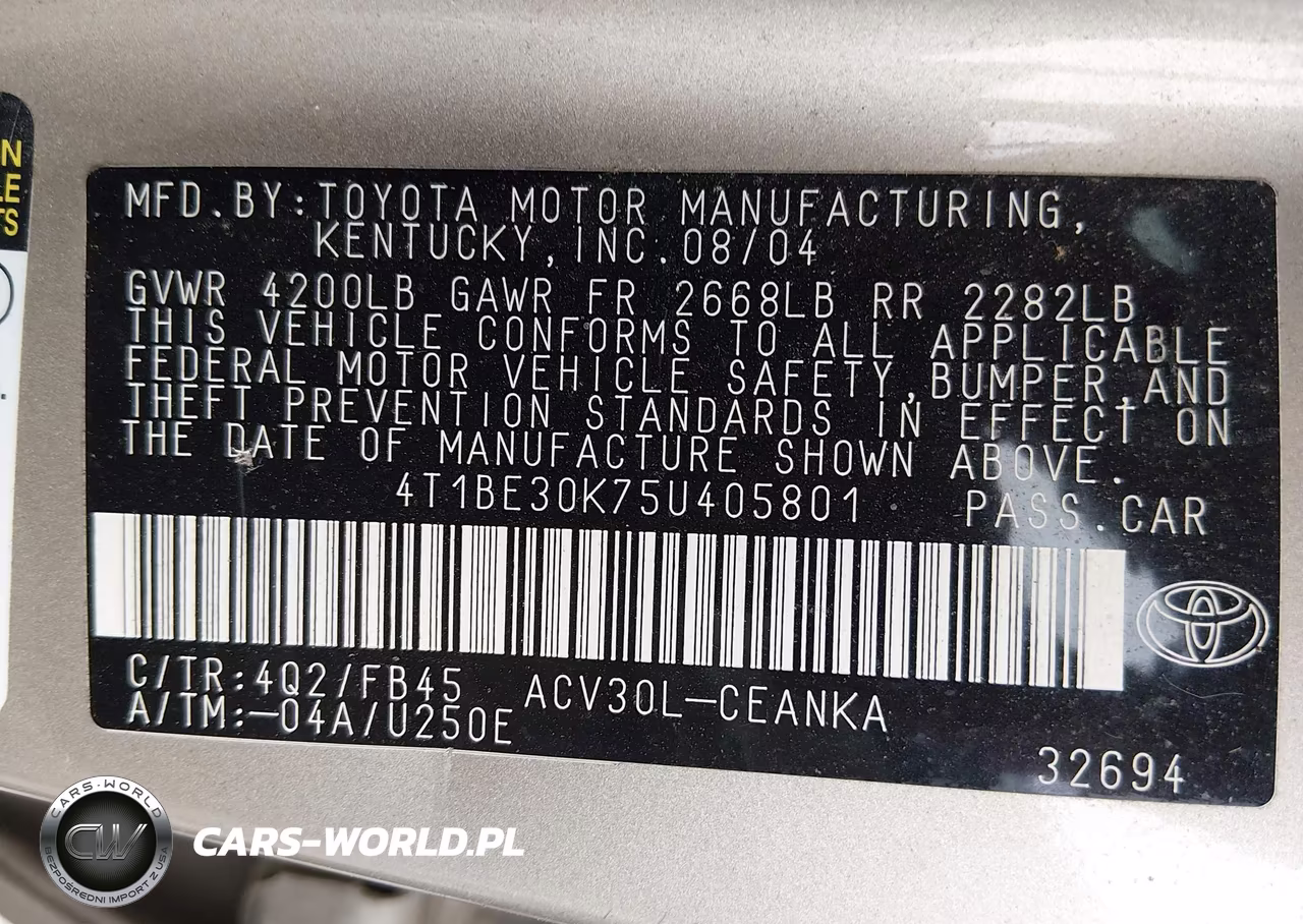 2005 Toyota Camry Le VIN:4T1BE30K75U405801 - 9