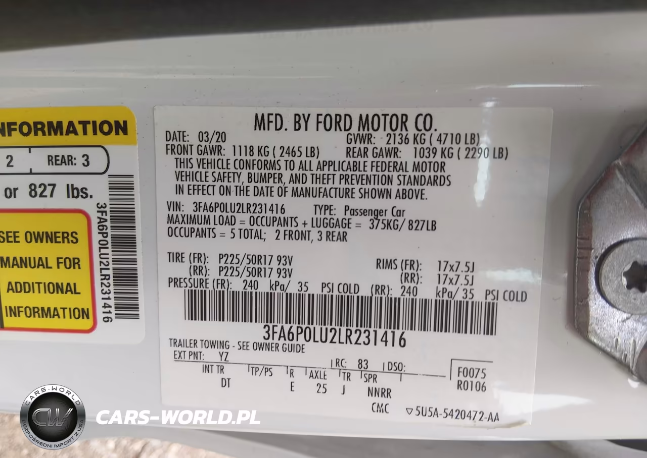2020 Ford Fusion Hybrid Se VIN:3FA6P0LU2LR231416 - 9