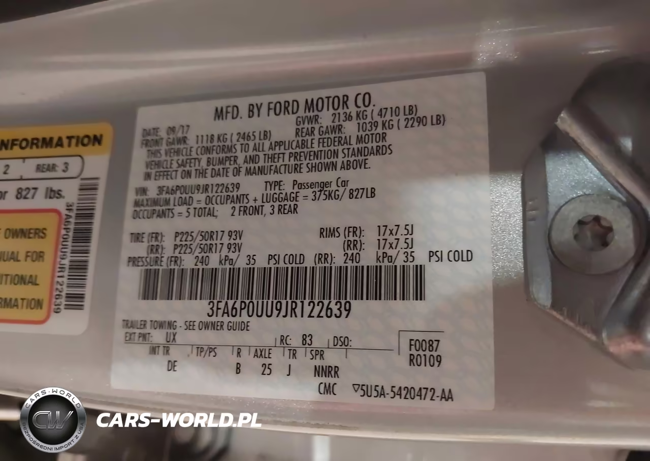 2018 Ford Fusion Hybrid S VIN:3FA6P0UU9JR122639 - 9