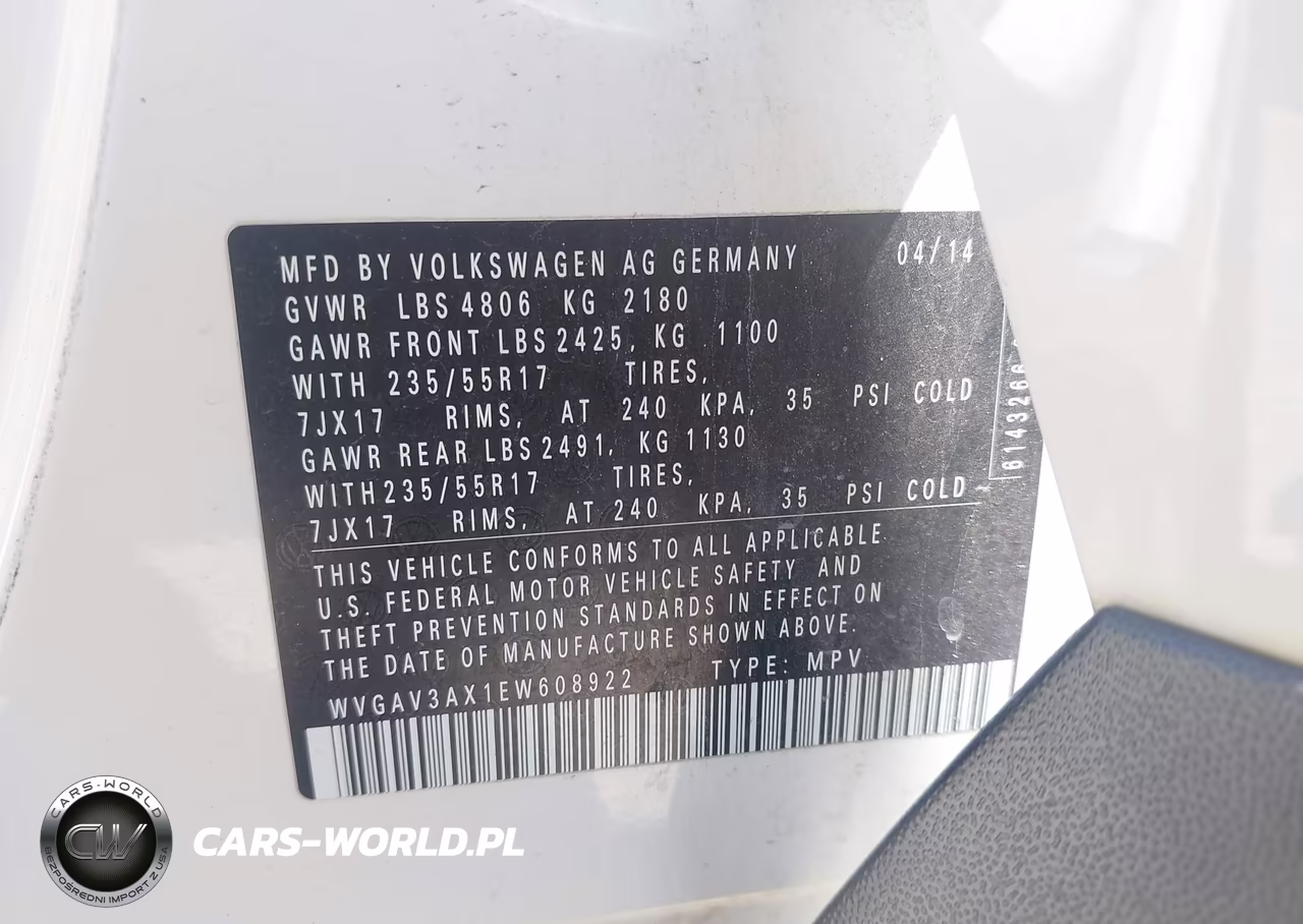 2014 Volkswagen Tiguan Se VIN:WVGAV3AX1EW608922 - 9