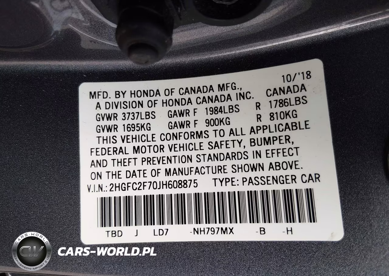 2018 Honda Civic Ex VIN:2HGFC2F70JH608875 - 9