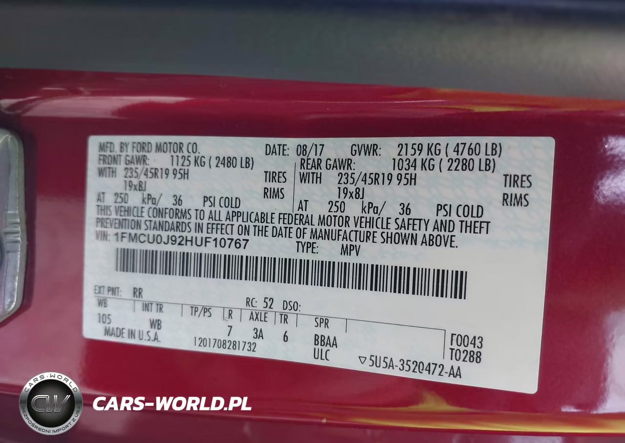 2017 Ford Escape Titanium VIN:1FMCU0J92HUF10767 - 9