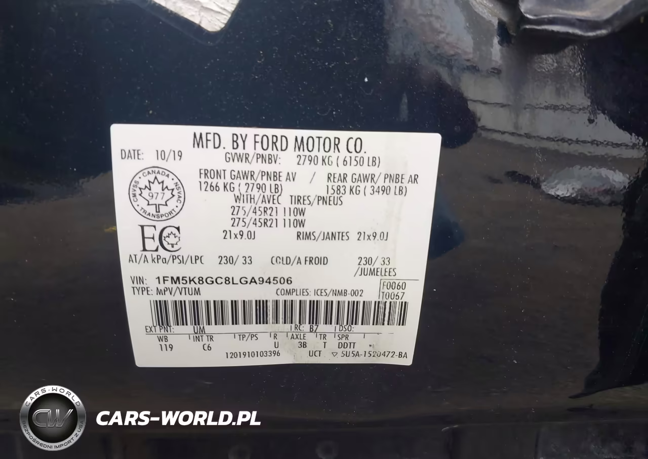 2020 Ford Explorer St VIN:1FM5K8GC8LGA94506 - 9