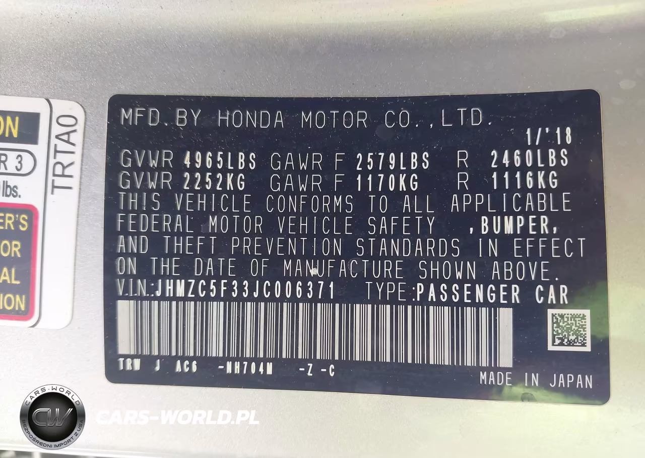 2018 Honda Clarity Plug-In Hybrid Touring VIN:JHMZC5F33JC006371 - 9