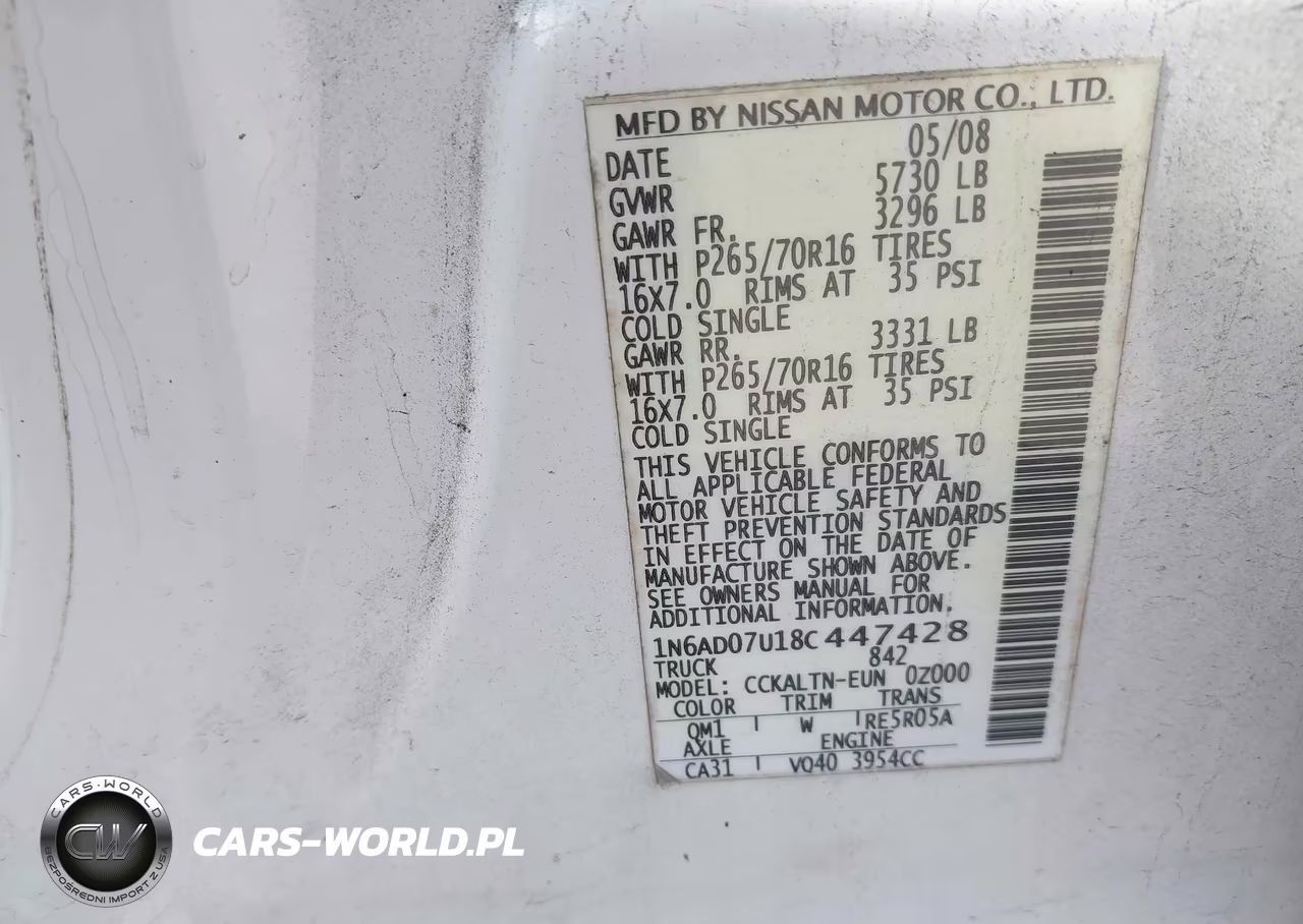 2008 Nissan Frontier Se VIN:1N6AD07U18C447428 - 9