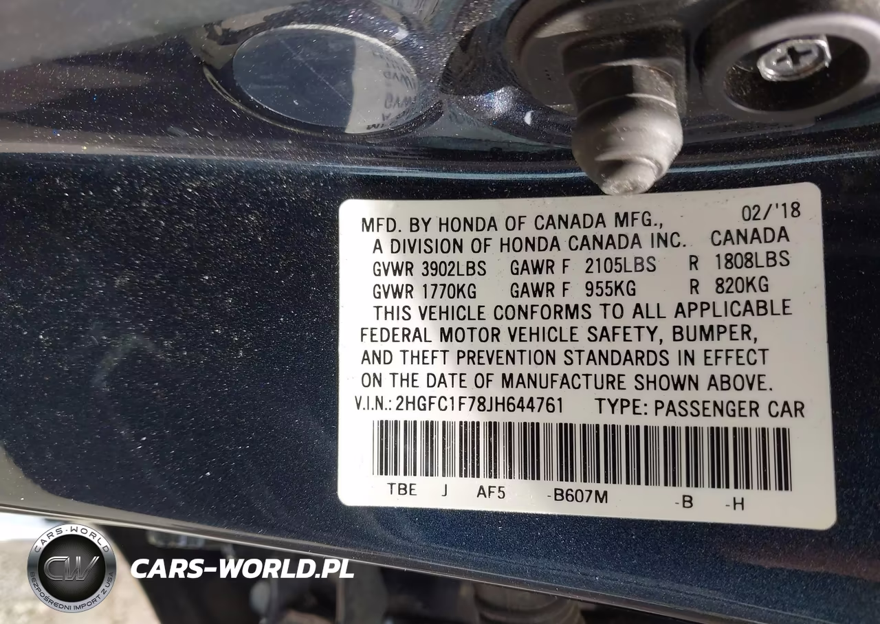 2018 Honda Civic Ex-L VIN:2HGFC1F78JH644761 - 9