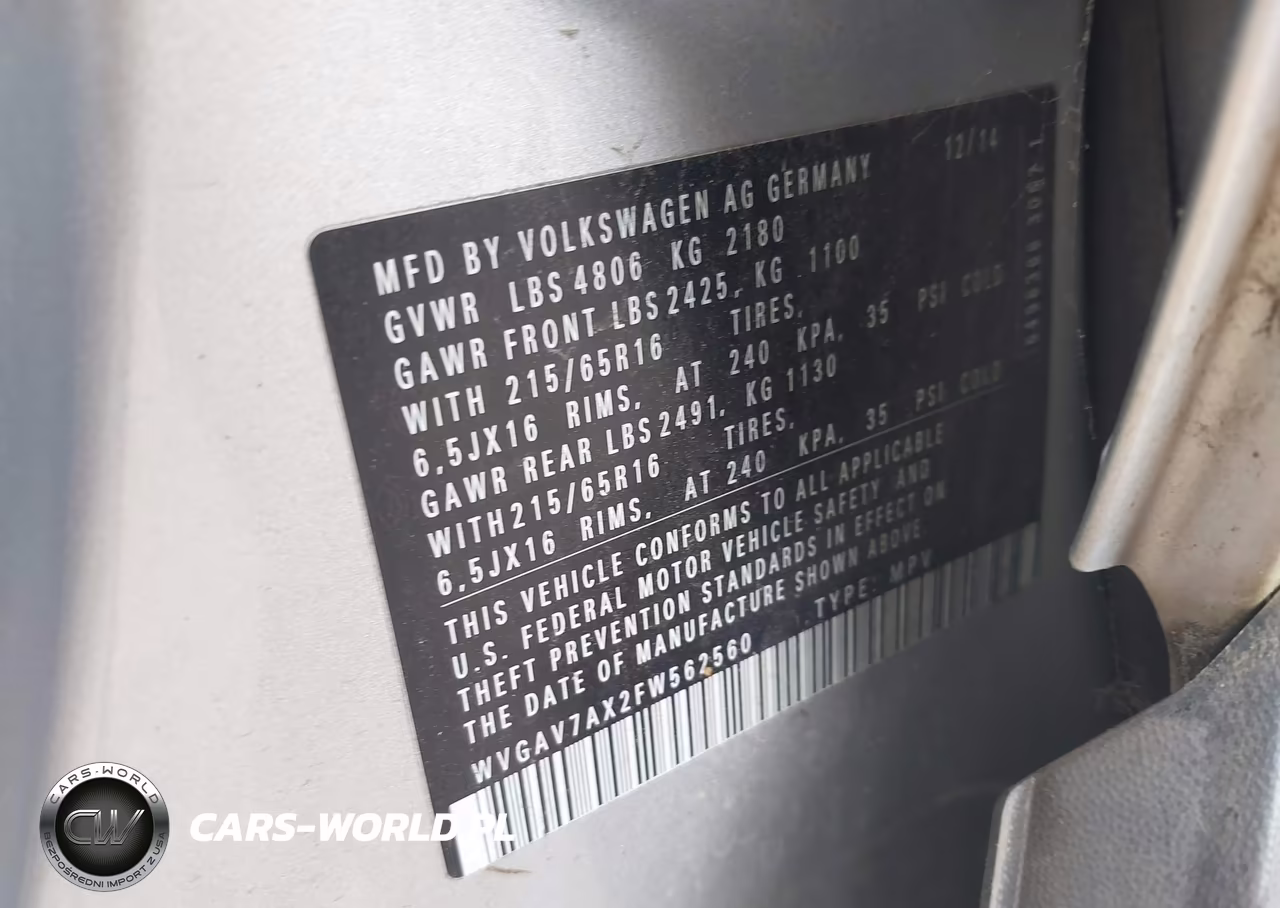 2015 Volkswagen Tiguan S VIN:WVGAV7AX2FW562560 - 9