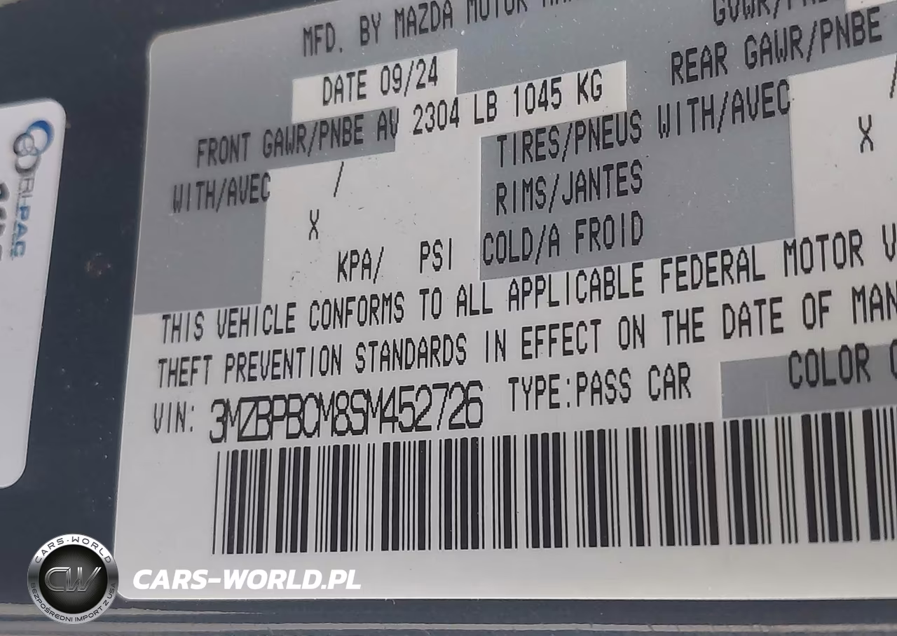2025 Mazda Mazda3 2.5 S Carbon Edition VIN:3MZBPBCM8SM452726 - 9