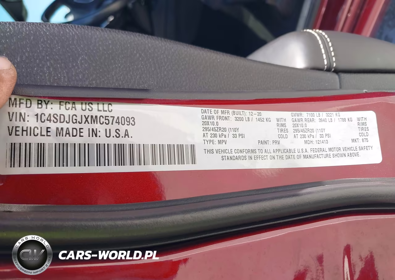 2021 Dodge Durango Srt 392 Awd VIN:1C4SDJGJXMC574093 - 9