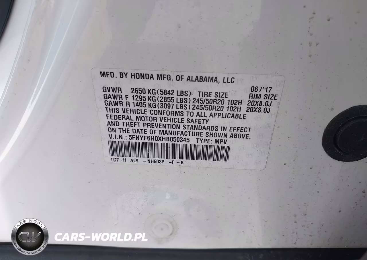 2017 Honda Pilot Elite VIN:5FNYF6H0XHB050345 - 9