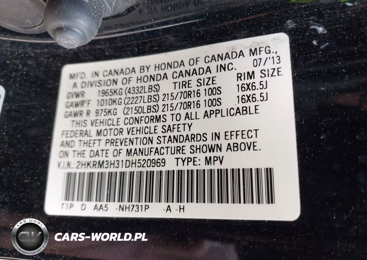 2013 Honda Cr-V Lx VIN:2HKRM3H31DH520969 - 9
