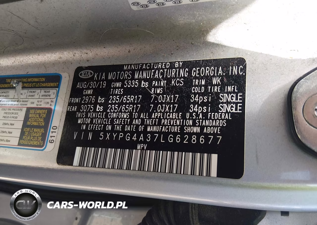 2020 Kia Sorento 2.4L Lx VIN:5XYPG4A37LG628677 - 9